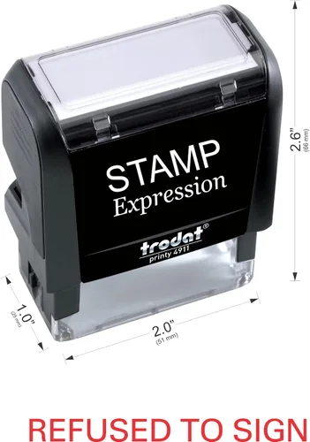 Vista 2 de StampExpression - Se negó a firmar sello de goma autoentintado para oficina - Tinta roja (A-5601)