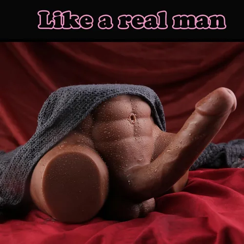 Vista 2 de Muñeca sexual masculina para mujeres con consolador enorme de 7.7 pulgadas, muñeca sexual de torso para adultos para masturbación femenina, juguete