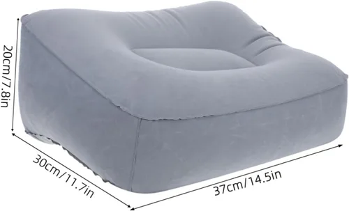 Vista 2 de FAVOMOTO Taburete inflable de viaje para reposapiés de 2 piezas, almohada gris fácil de inflar