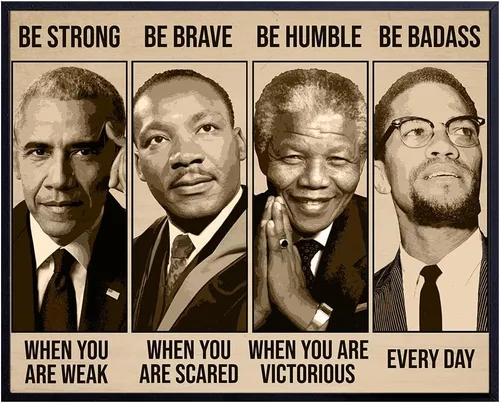 Vista 8 de Arte de pared y decoración afroamericana inspiradora - Sé fuerte, sé valiente, sé increíble - Decoración para el aula - Citas motivacionales