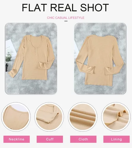 Vista 5 de Dokotoo Camisetas básicas de manga corta con cuello redondo y botones para mujer