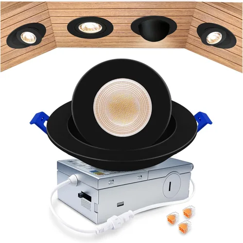 Vista 32 de zouzai Mini luz LED de cardán ajustable de 2 pulgadas, 5CCT seleccionable, rotación de 360° e inclinación de 90° para iluminación precisa Blanco
