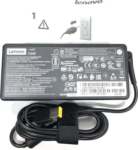 Vista 7 de Lenovo Adaptador de CA de punta delgada de 20V 6.7A 135W para Lenovo ideapad Z710 Ideapad Y50-70 Thinkpad t440p t450p t460p t530 t540 t540p t560