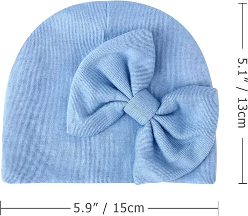 Vista 5 de BQUBO - Gorros de hospital para recién nacidos, con lazo, de algodón, sin arañazos, para 0 a 6 meses