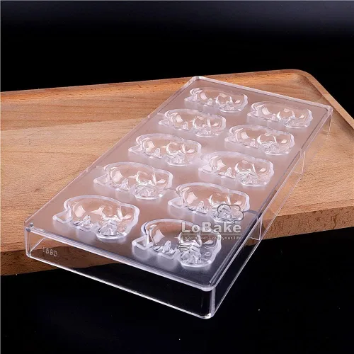 Vista 3 de 10 cavidades Animal Elefante Forma Policarbonato PC Chocolate Molde Caramelo Ice Cube Moldes Sugarcraft Baking Moldes DIY Herramientas para hornear