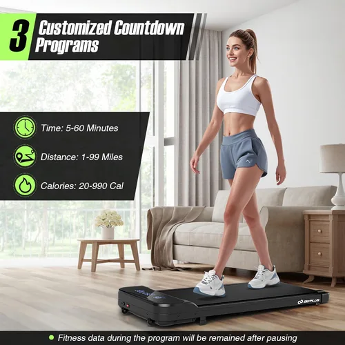 Vista 5 de Goplus Walking Pad, 2.5 HP Under Desk Treadmill with Remote Control & LED Display, 3 Countdown Modes, 0.6-4 MPH Portable Treadmills for Home Small