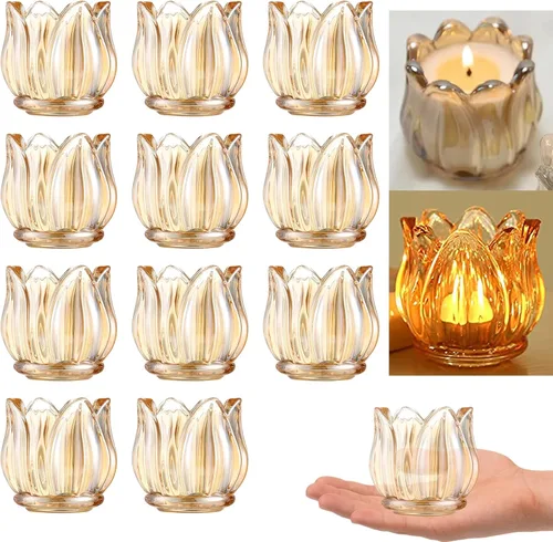 Vista 11 de GOLDEAL 6 piezas de portavelas votivas transparentes, portavelas de té de vidrio grueso transparente a granel, frascos de velas votivas