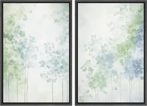 Vista 27 de IDEA4WALL Lienzo Enmarcado Impreso Arte de Pared Set Paisaje de Hojas de Palma de Selva de Mediados de Siglo Naturaleza Silvestre Ilustraciones Arte