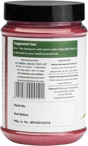 Vista 3 de bixa BOTANICAL Hibiscus Powder (Hibiscus Rosa Sinensis) Suplemento herbario natural ayurvédico Refrigerante natural y refrigerante Tratado al