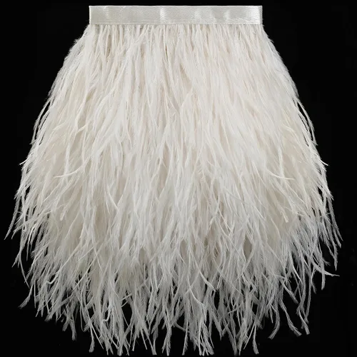 Vista 8 de Soarer Flecos de plumas de avestruz beige - 1,8 m, 12-18 cm, para manualidades de costura, ropa, joyería, decoración de bodas y fiestas en casa
