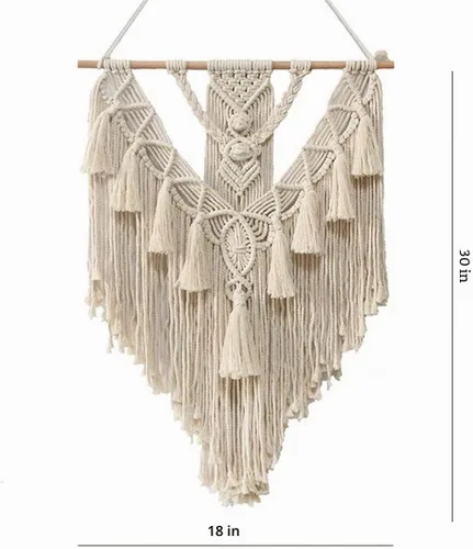 Vista 6 de BMIDRUT Tapiz colgante de macramé tejido bohemio, arte de pared hecho a mano, tapiz de macramé para decoración de pared del hogar, frontón de pared