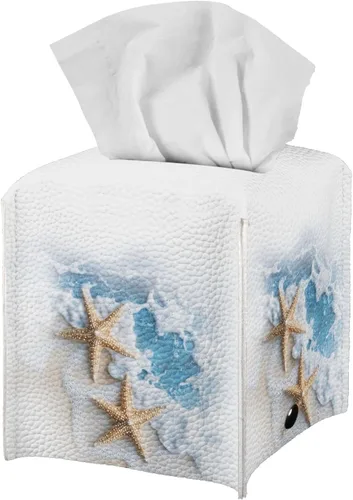 Vista 23 de ZFRXIGN Caja de pañuelos de hongos estética, funda cuadrada de piel sintética, organizador con cinturón inferior para tocador, encimera, mesita