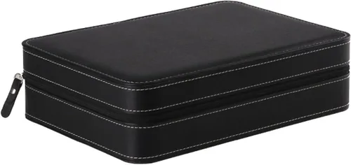 Vista 3 de Homeater Caja de reloj de 10 ranuras Caja de viaje portátil con cremallera Caja de almacenamiento de joyería de almacenamiento de almacenamiento