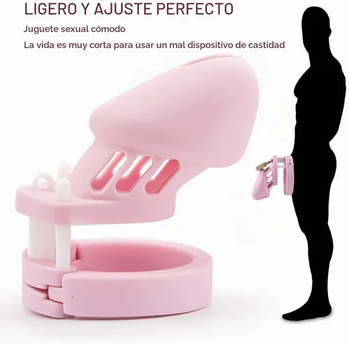 Vista 2 de RZY Dispositivo de castidad de jaula de castidad de silicona para el ejercicio del pene masculino (negro)
