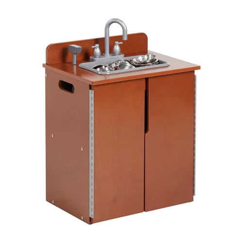 Vista 12 de ECR4Kids Fregadero de cocina para niños, de madera, nogal oscuro