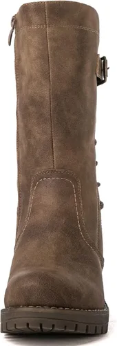 Vista 4 de Globalwin - Botas de motociclista para mujer, agujetas, a media pantorrilla, estilo militar, para festivales