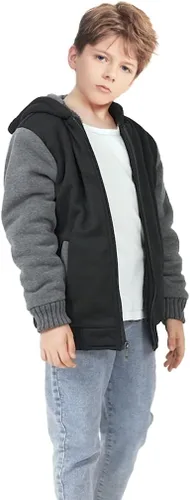 Vista 4 de GEEK LIGHTING Sudadera con capucha y forro de sherpa para niños, sudadera de forro polar con cremallera completa