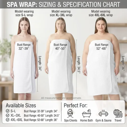 Vista 4 de APPEARUS Envoltura de baño para mujer con cierre de presión ajustable, talla única (se adapta a S-L) bata ligera de secado rápido