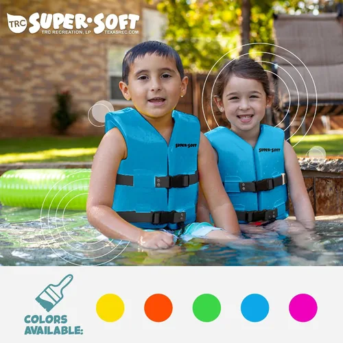 Vista 6 de TRC Recreation Chaleco salvavidas súper suave tamaño mediano aprobado por USCG con revestimiento de vinilo para piscina y equipo de playa, paquete