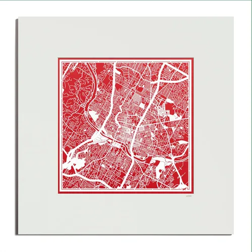 Vista 108 de O3 Design Studio San Diego, CA Paper Cut Map Matted Grey 20x20 in Paper Art
