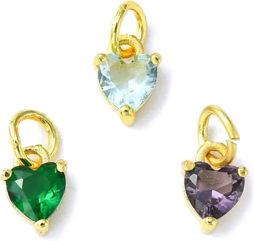 Vista 26 de Ipotkitt - 20 piezas de dijes de cobre con circonita cúbica micropavé en forma de flor con anillo de salto, dijes con forma de planta y flor