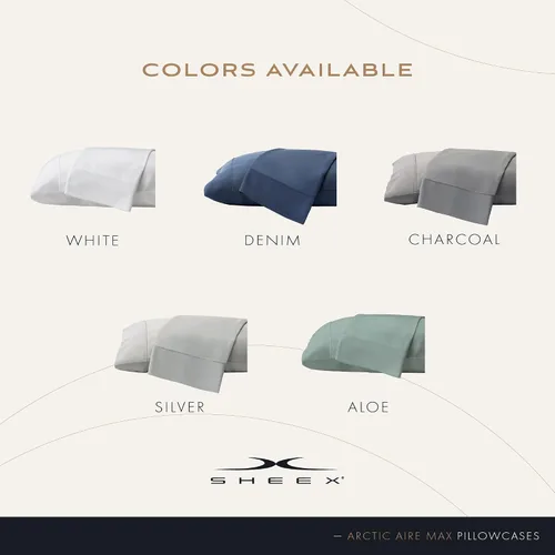 Vista 7 de SHEEX Arctic Aire Max - Juego de 2 fundas de almohada, suave y sedoso, Tencel Lyocell satinado, aloe, estándar
