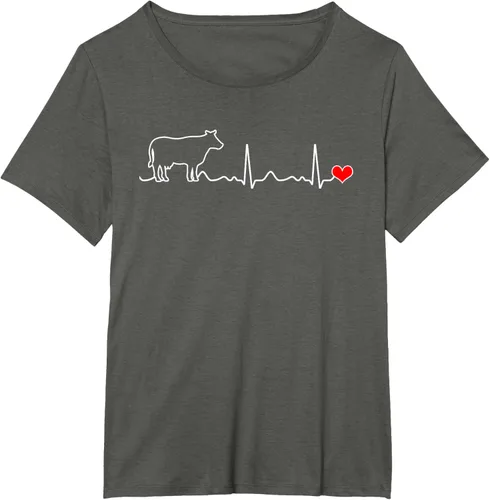 Vista 63 de Camiseta de paciente con corazón I Love My Cow Valve EKG Heartbeat Heart Pacient, Negro, S