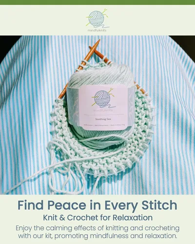 Vista 3 de mindfulknits Kit de Tejer para Principiantes Adultos con Agujas de Tejer, Aguja de Lana e Hilo de Tejer 100% Algodón (4) – Para Hacer Toallitas - Zen