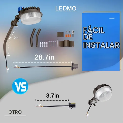 Vista 2 de ledmo Luz de Granero LED de 120W Luz del Atardecer al Amanecer con Ángulo Ajustable con Brazos de Montaje 18000LM Luz de Patio al Aire Libre