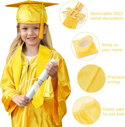 Vista 2 de QZYL Gorra y vestido de graduación de jardín de infantes, traje unisex de felicitaciones con borla y certificado para preescolar jardín de infantes