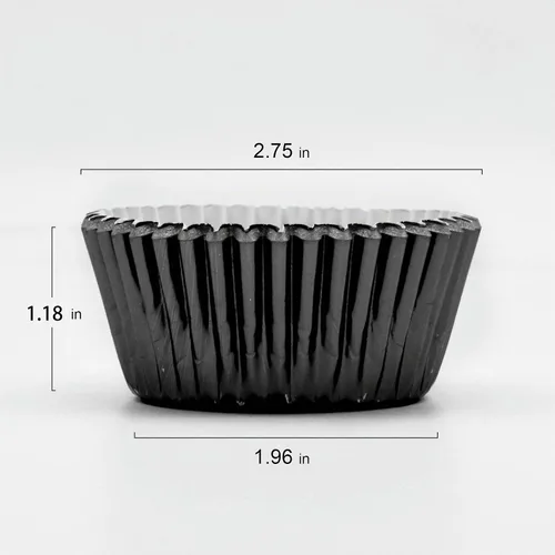 Vista 2 de 200 piezas de forros de papel de aluminio negro para cupcakes, tazas estándar para hornear, moldes de papel para muffins