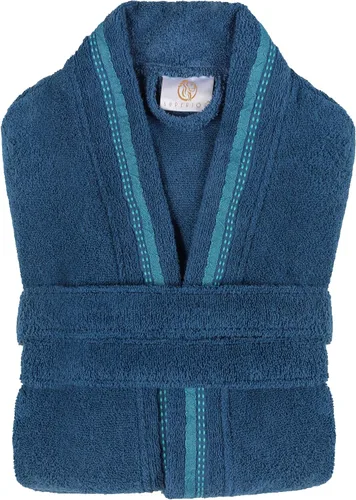 Vista 6 de Superior Tinsel Unisex Turkish Cotton Terry Kimono Bathrobe with Embroidery, All-Season Robe