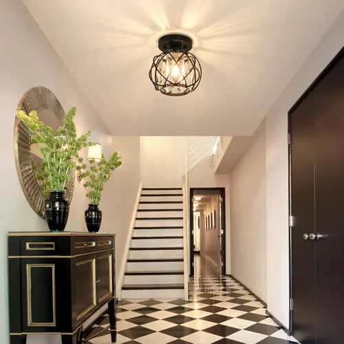 Vista 7 de Lámparas de techo para pasillo, montaje empotrado, E26, iluminación de techo con candelabro pequeño de cristal, iluminación interior para vestíbulo