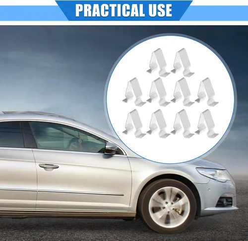 Vista 2 de 10 piezas de clip para panel trasero de maletero de automóvil compatible con VW Golf 2015-2021, cierre de retención de metal duradero en tono