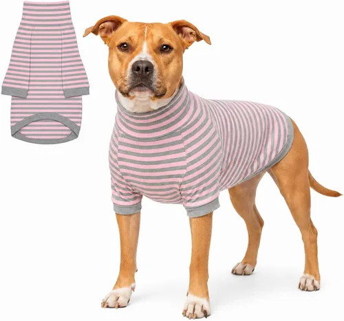 Vista 11 de Tooth & Honey Camisa para perros medianos – Algodón transpirable y elastano sin botones con cobertura completa debajo del vientre – Gris