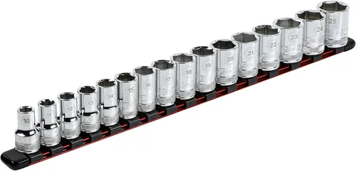 Vista 9 de ARES 70087-Organizador de enchufes de aluminio de 3 piezas, rieles de transmisión de 1/4 pulgadas, 3/8 pulgadas y 1/2 pulgadas con capacidad para 48