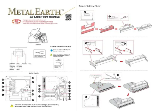 Vista 3 de Metal Earth Kit de modelado de metal 3D para piano de cola