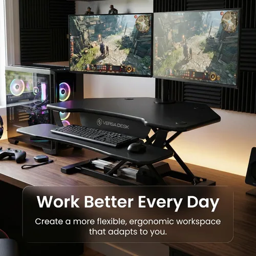 Vista 7 de VERSADESK® PowerPro™ - Convertidor de escritorio de pie de esquina de 36", elevador de escritorio de pie motorizado ajustable en altura de 36