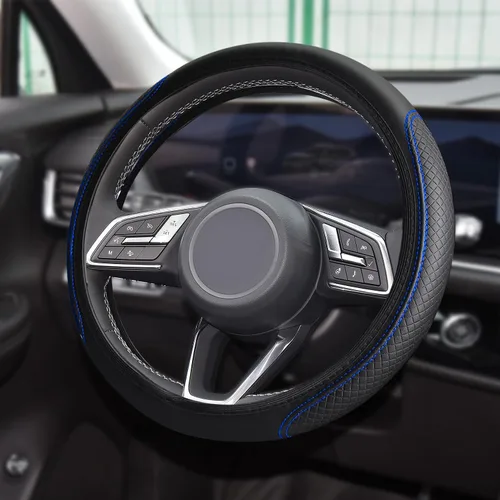 Vista 25 de Funda de Volante de Cuero Suave con Brillos, 15 Pulgadas, con Diamantes de Imitación Coloridos, Protector de Volante Elástico Automático