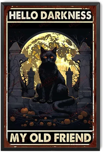Vista 16 de Letrero de lata retro con diseño de gato negro, regalo de mamá de gato, decoración de gato negro de Halloween, regalo para amantes de los gatos