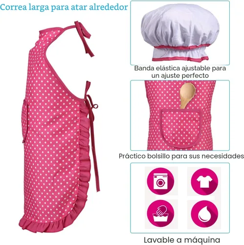 Vista 5 de Juboury Juego de juguetes de cocina con utensilios de cocina de acero inoxidable, utensilios de cocina, delantal y sombrero de chef, cortar verduras