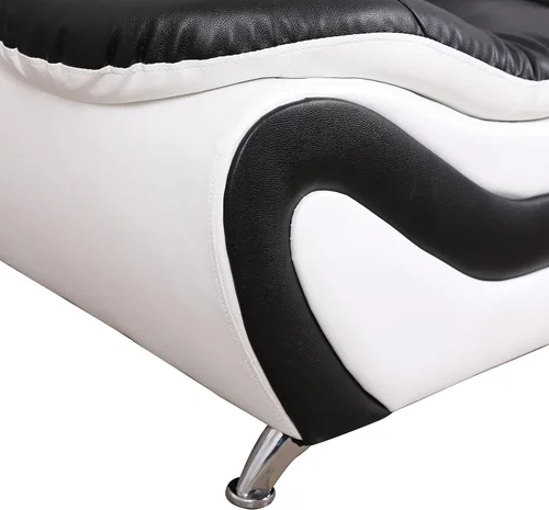 Vista 10 de Beverly Fine Furniture Juego de sofá moderno Aldo de 3 piezas, negro/blanco
