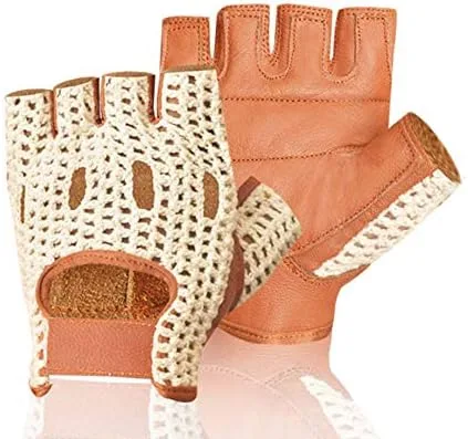 Vista 2 de Guantes de malla de cuero suave real W-1037 para entrenamiento de peso y silla de ruedas