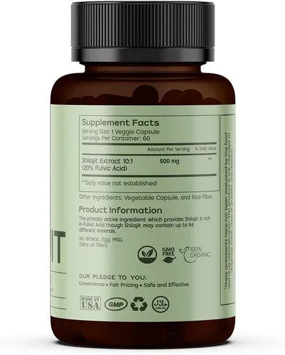 Vista 2 de GREEN'S BEST Cápsulas Pure Himalayan Shilajit – Suplemento orgánico de ácido fúlvico para energía y apoyo inmunológico – Aumenta la resistencia