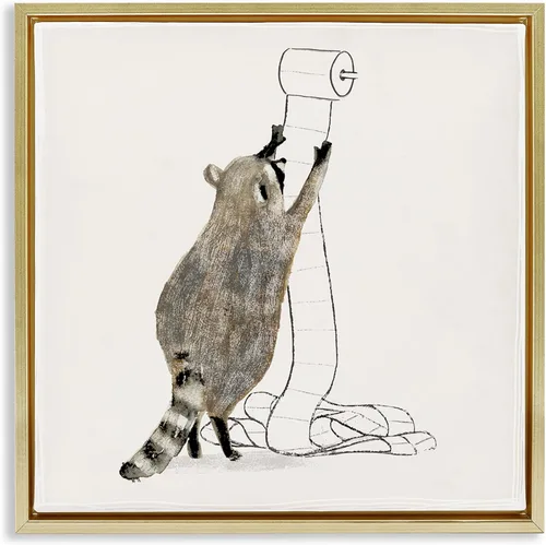 Vista 14 de Papel higiénico de mapache Humor, 12 x 12 pulgadas enmarcado Giclée Print Blanco costero (Texturado)