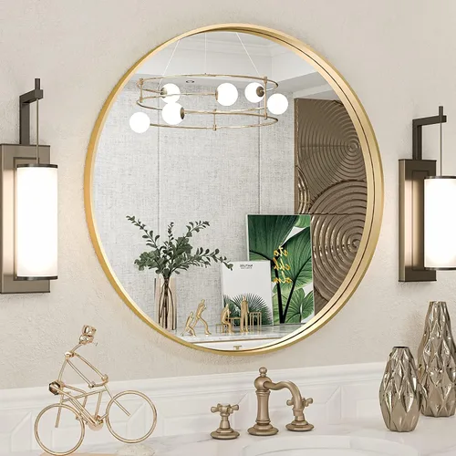 Vista 41 de TokeShimi Espejo de pared de baño de níquel cepillado de 20 x 30 pulgadas, marco de metal, esquina redonda, rectangular, para decoración del hogar