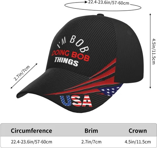 Vista 5 de Gorra de béisbol con texto en inglés "I'm Bob Doing Bob Things Dad" para hombre, estilo vintage de los años 90, de mezclilla lavada, ajustable