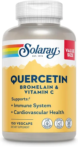 Vista 7 de SOLARAY Quercetina con Bromelina y Vitamina C - Suplemento de Apoyo Inmunológico - Complejo Antioxidante y para la Salud del Corazón con Quercetina
