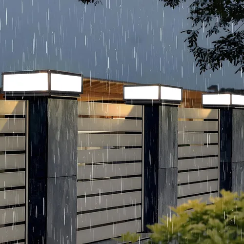 Vista 7 de Luz de poste moderna para exteriores, luz LED de cubierta de valla de alto voltaje, lámpara de columna con cable para superficie plana, patio
