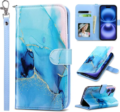Vista 34 de ULAK Funda tipo billetera compatible con iPhone 15 para mujeres, funda tipo cartera con estampado floral de piel PU premium con porta tarjetas